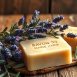 Eredeti Savon de Marseille szappan levendulával, fa tányéron