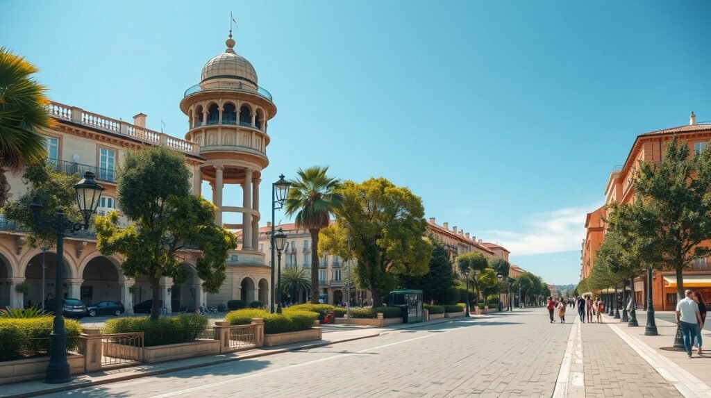 A Promenade du Peyrou Montpellier városában, a víztorony mellett.