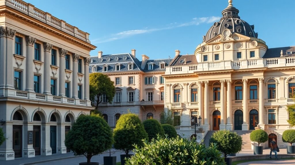 Montpellier Antigone negyedének neoklasszicista épületei