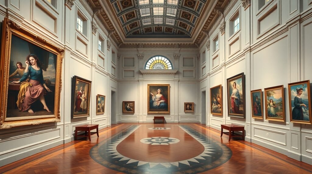 A Musée Fabre művészeti gyűjteménye Montpellierben, történelmi festményekkel.