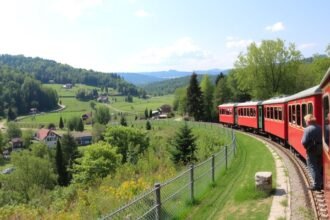 Kisvasút a Mátrában gyönyörű tájban.