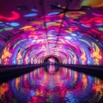 Fény- és hangvetítések a Bordeaux-i Bassins de Lumières digitális művészeti központban.