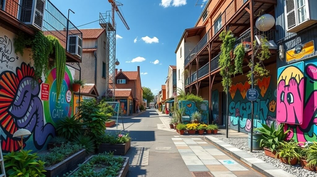 Bordeaux alternatív negyedének utcai művészettel díszített része.