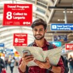 Fiatal férfi térképet néz egy repülőtéren, utazási programok tábláival.