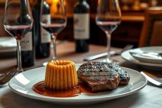 Grillezett entrecôte és Canelé sütemény Bordeaux-i borokkal
