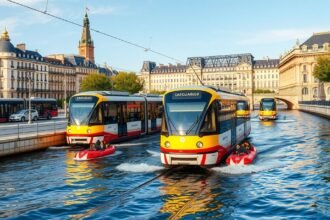 Villamosok és BatCub vízitaxik Bordeaux városában