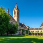 Az Abbaye de l'Épau ciszterci apátság Le Mans közelében, zöld környezetben.