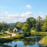 Arche de la Nature természetvédelmi park Le Mansban, gyönyörű tájjal
