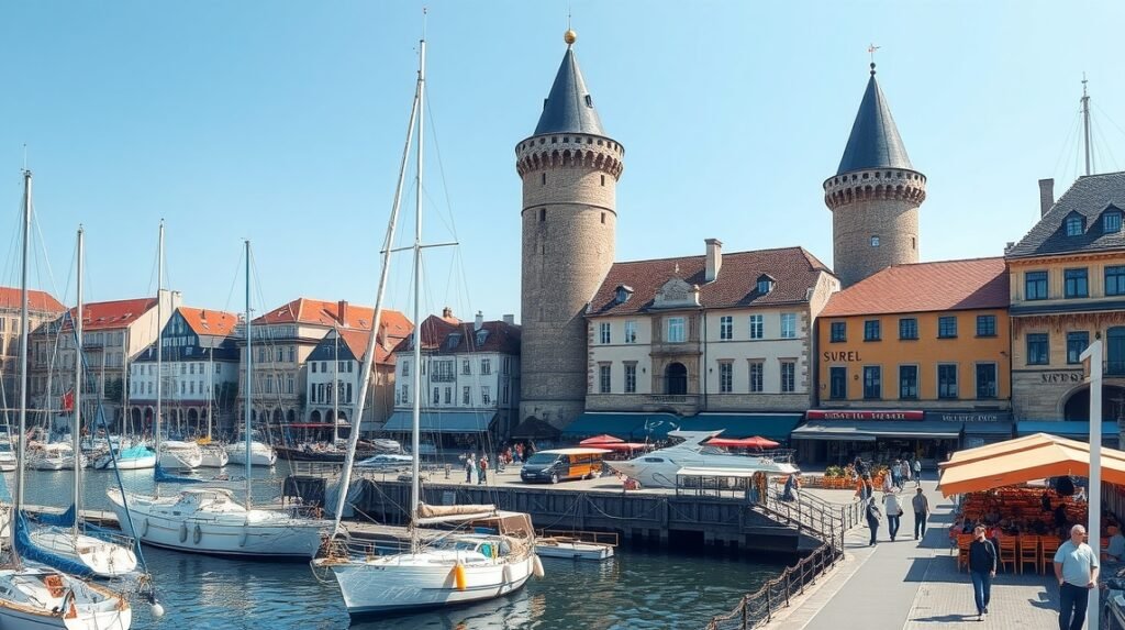 La Rochelle Vieux Port középkori tornyai és kikötője