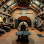 Bunker de La Rochelle múzeum belső tere második világháborús tárgyakkal.