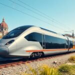 Modern vonat Firenze városában Olaszországban