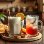 Hűsítő horchata és Agua de Valencia italok egy árnyékos asztalon