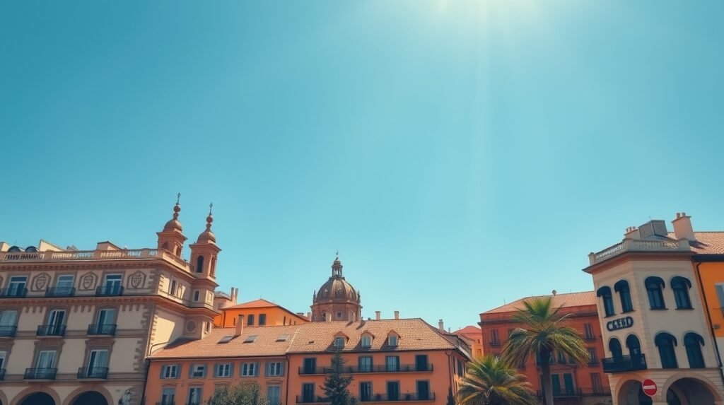 Valencia városrésze napfényes időjárás alatt