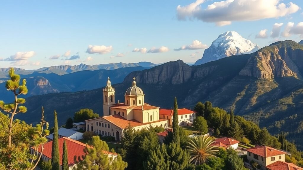 A Fuensanta szentély a hegyek között Murcia környékén