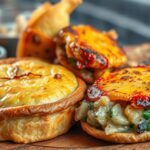 A Murcia gasztronómiai specialitások, Pastel de Carne és Marinera tapas.