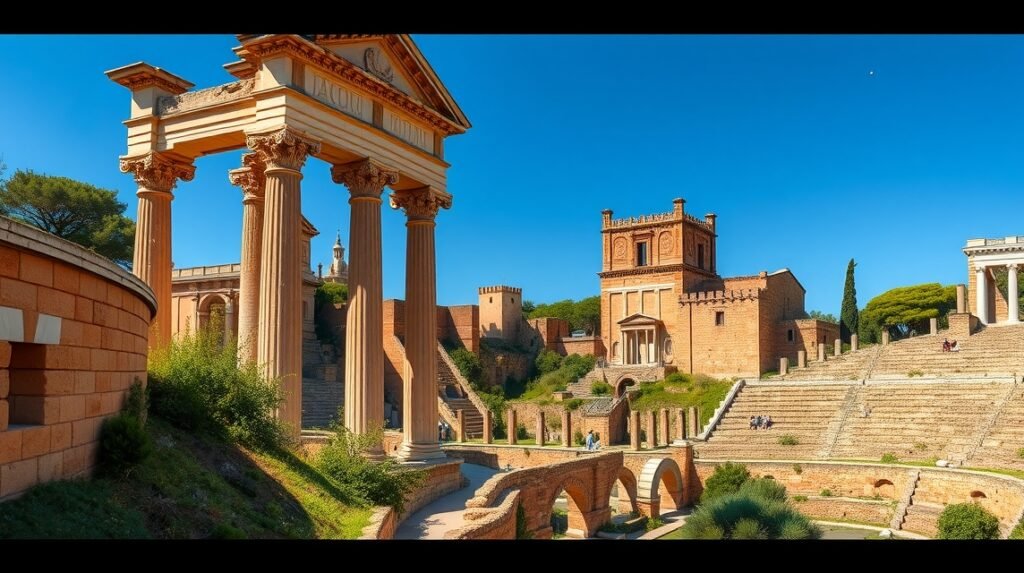 A Római Színház romjai Málaga városában, Spanyolországban.