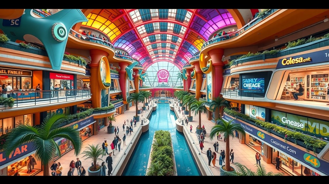 Canal City Hakata bevásárlóközpont belső látképe Fukuokában