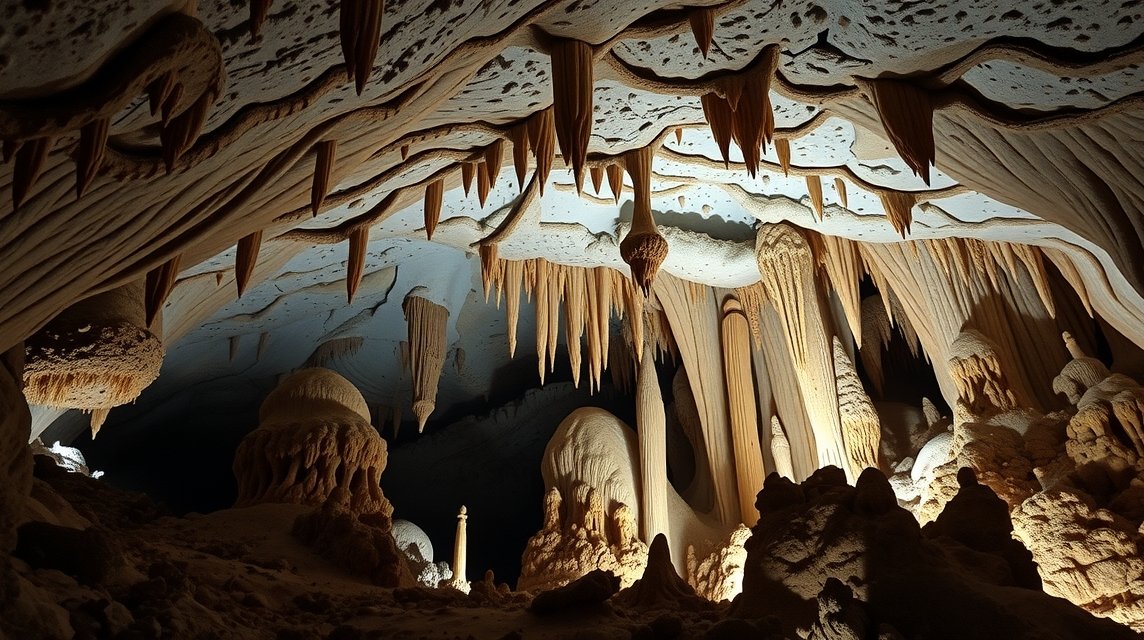 Abukuma cseppkőbarlang gyönyörű belső területe