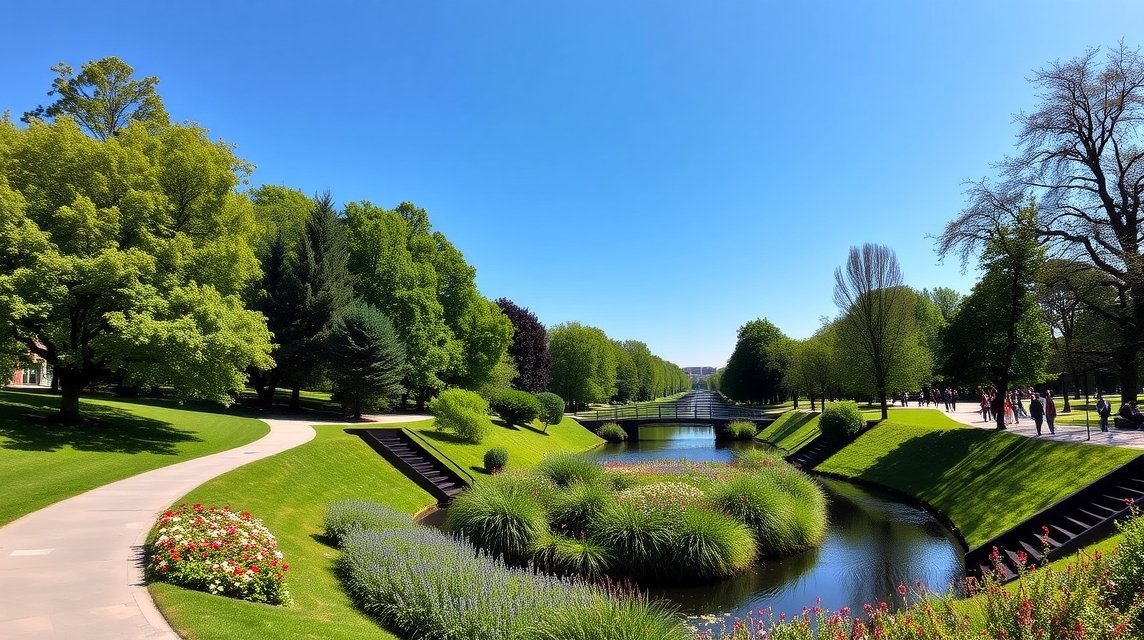 Zöldövezet és vízpart a Genneper Parkenben, Eindhovenban