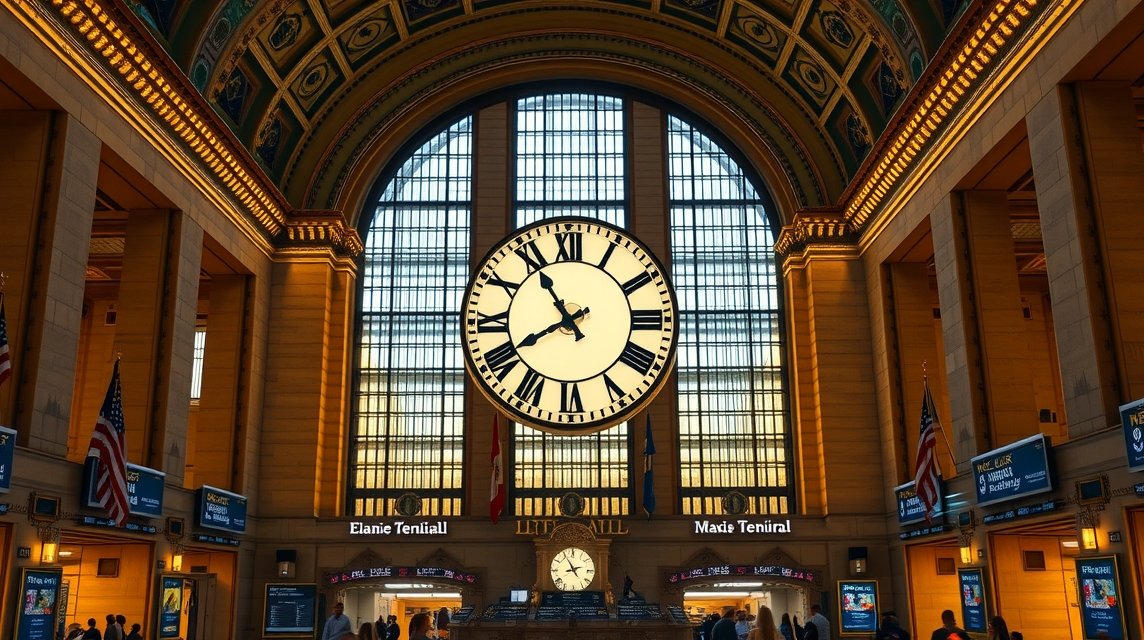 Grand Central Terminal ikonikus négyoldalú órája New Yorkban