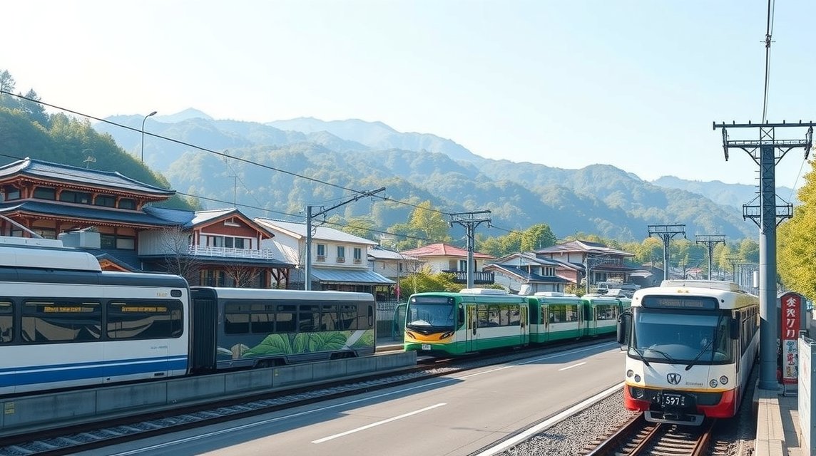 Hakone közlekedés - A Hakone Free Pass előnyei 1 Hakone közlekedés és vonatmegálló a hegyek lábánál Japánban