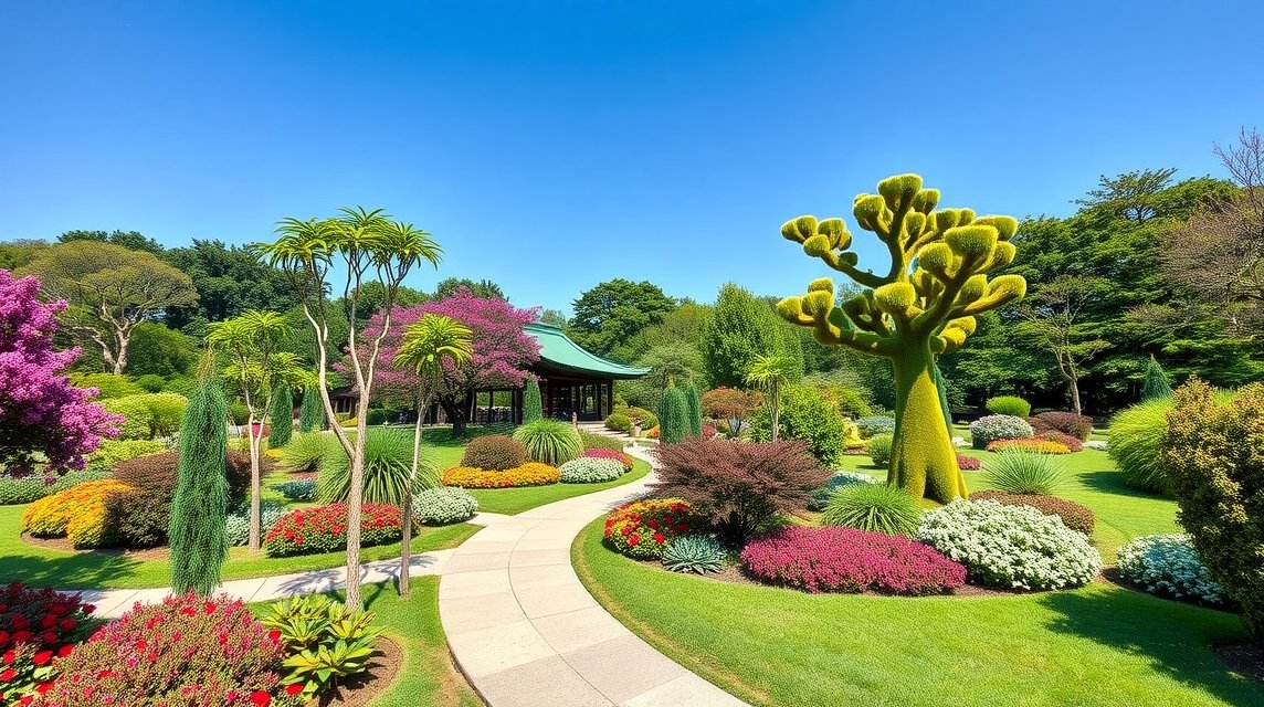 Handayama Botanikus Kert virágos tája Okayamában, Japánban