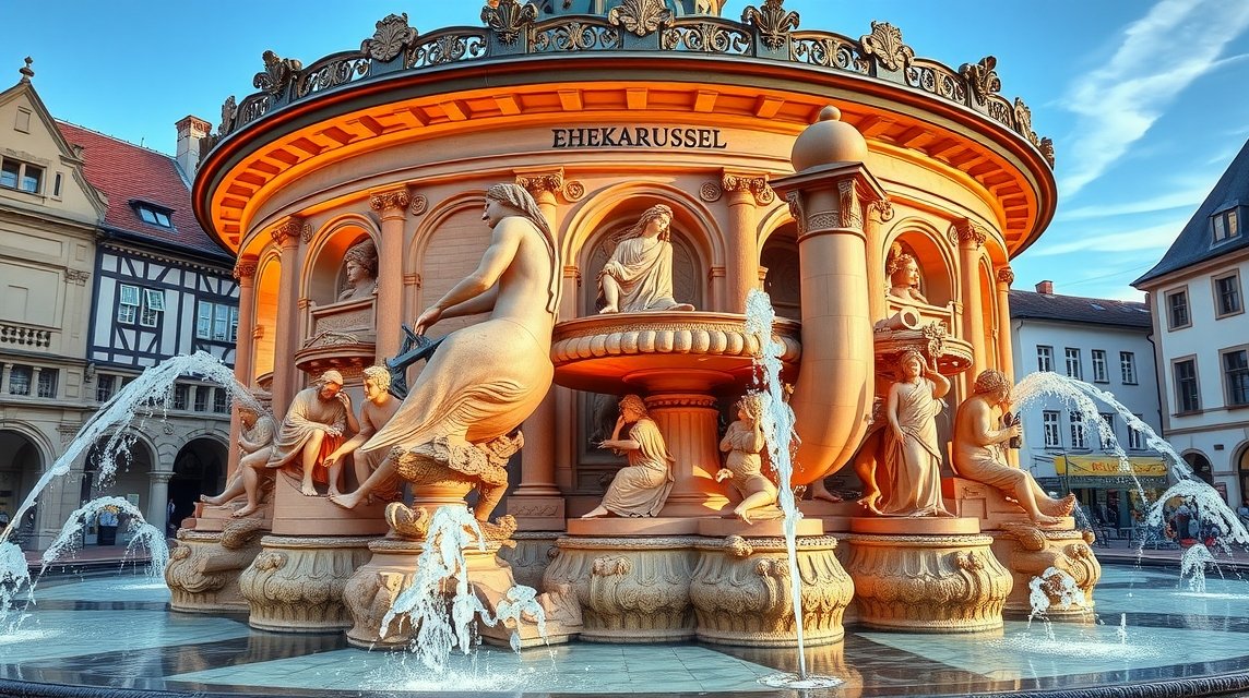 Házasság körhinta (Ehekarussell) kút Nürnberg városában