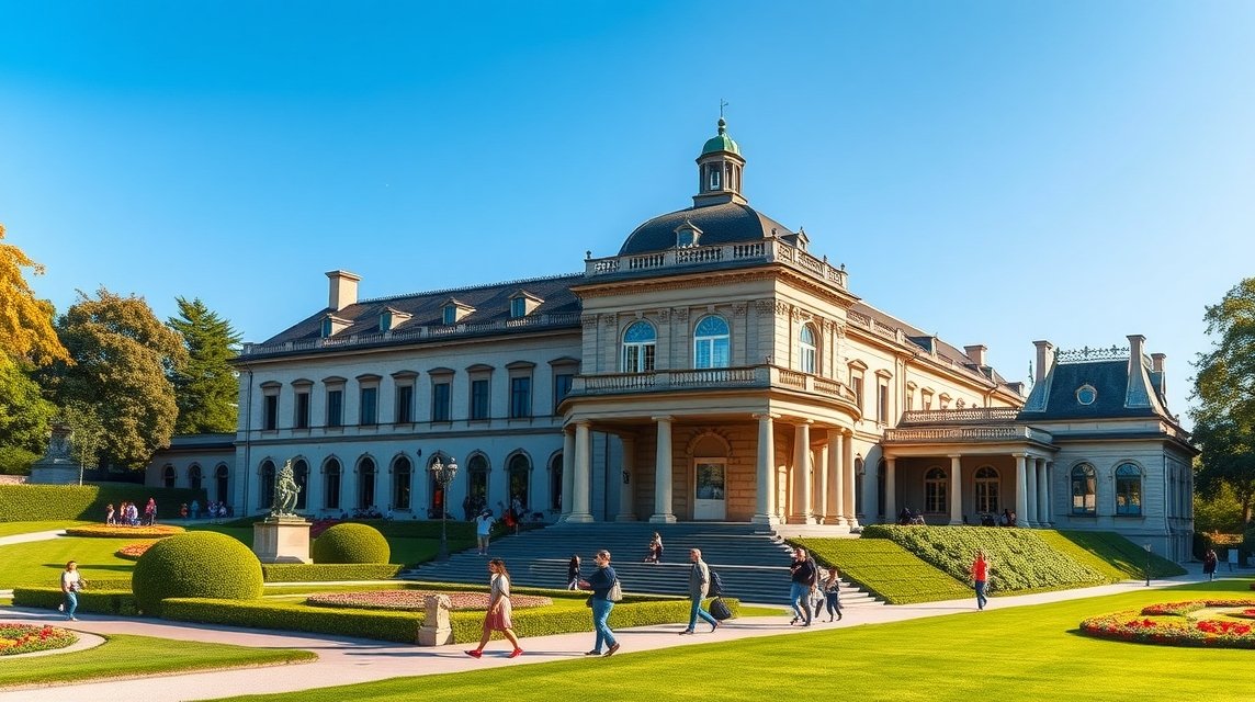 A Hermitage Alapítvány múzeuma Lausanne-ban, gyönyörű kertekkel.