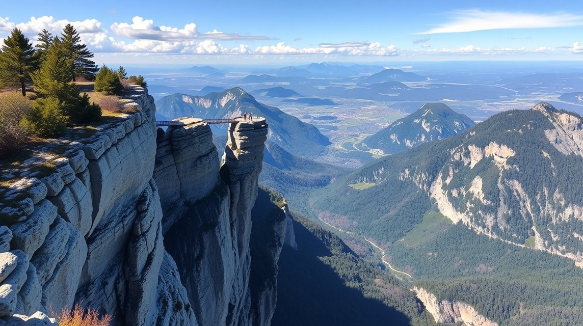 Kilátás a Hohe Wand Skywalk üvegkilátójából Bécsújhely felett.