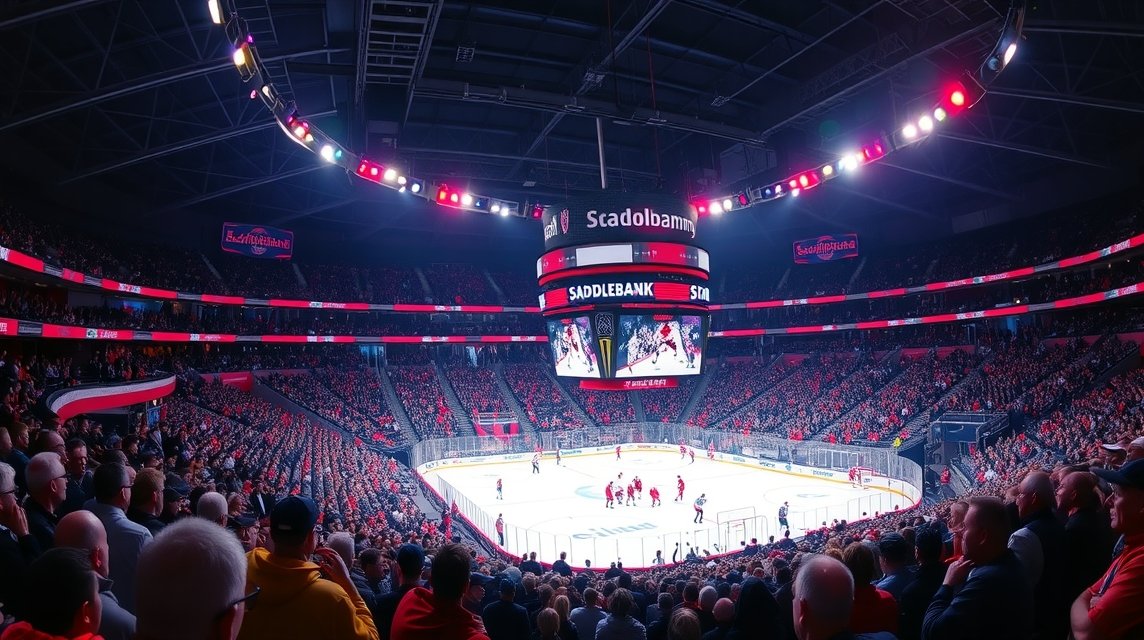 Hoki mérkőzés a Scotiabank Saddledome-ban Calgaryban