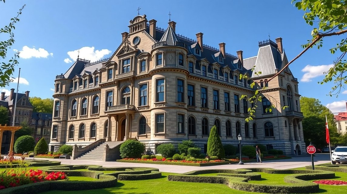 A Québec-i Parlament impozáns épülete és gyönyörű kertje