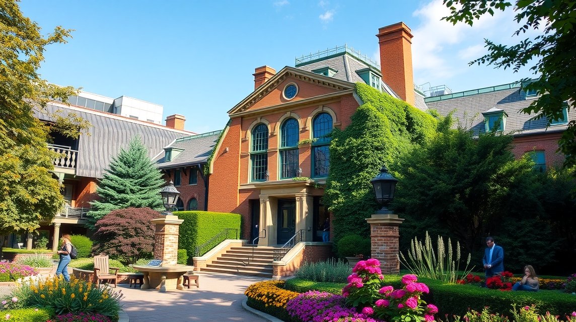 Az Isabella Stewart Gardner Múzeum épülete és kertje Bostonban.