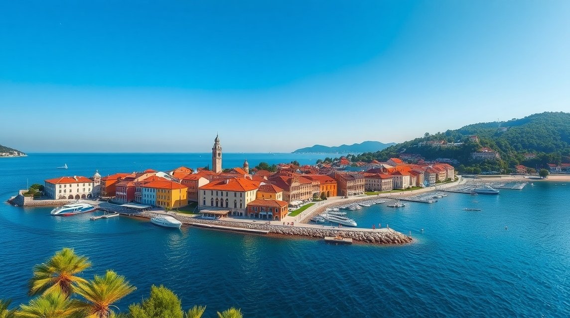 Izola tengerparti város panorámája, hangulatos óvárosokkal és nyugalommal.