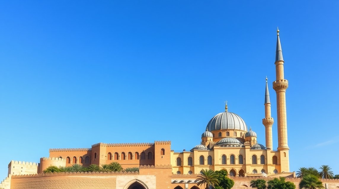 A Kairói Citadella és a Mohamed Ali-mecset tája világos égből