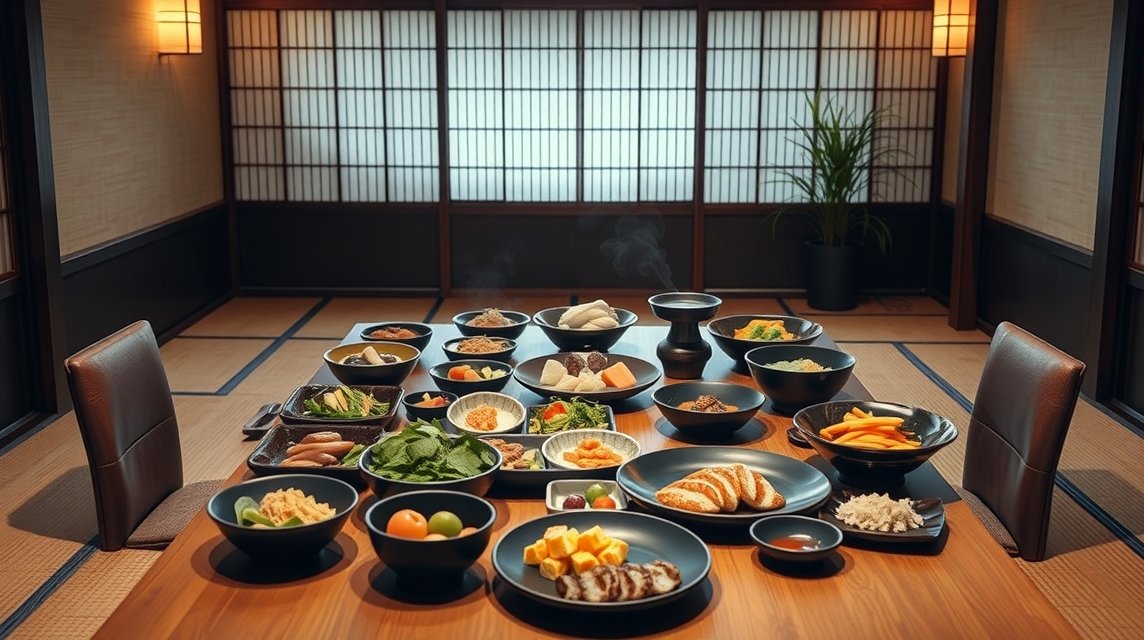 Kiotói kaiseki ryori étkezés ínycsiklandó fogásokkal