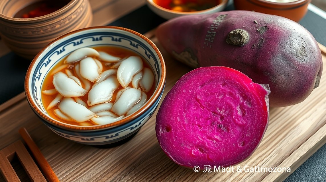 Kamakura gasztronómia - Shirasu (kishal) tál és lila édesburgonya 1 Shirasu tál lila édesburgonyával Kamakurából