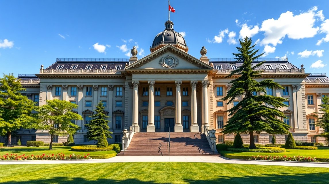 A Kanadai Legfelsőbb Bíróság impozáns épülete Ottawa városában.