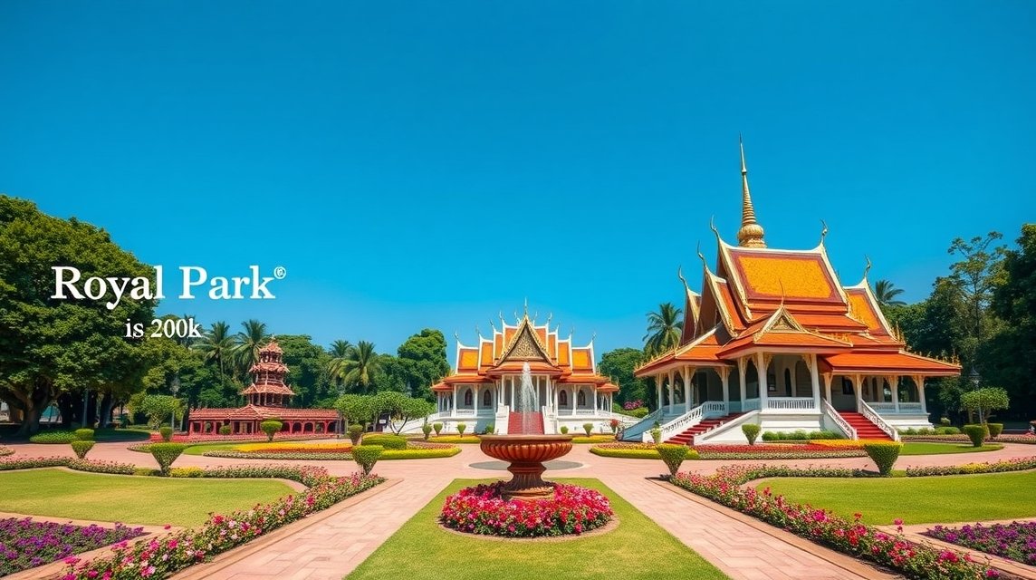 A Királyi Park Rajapruek lenyűgöző építészete és virágos kertjei Chiang Maiban.