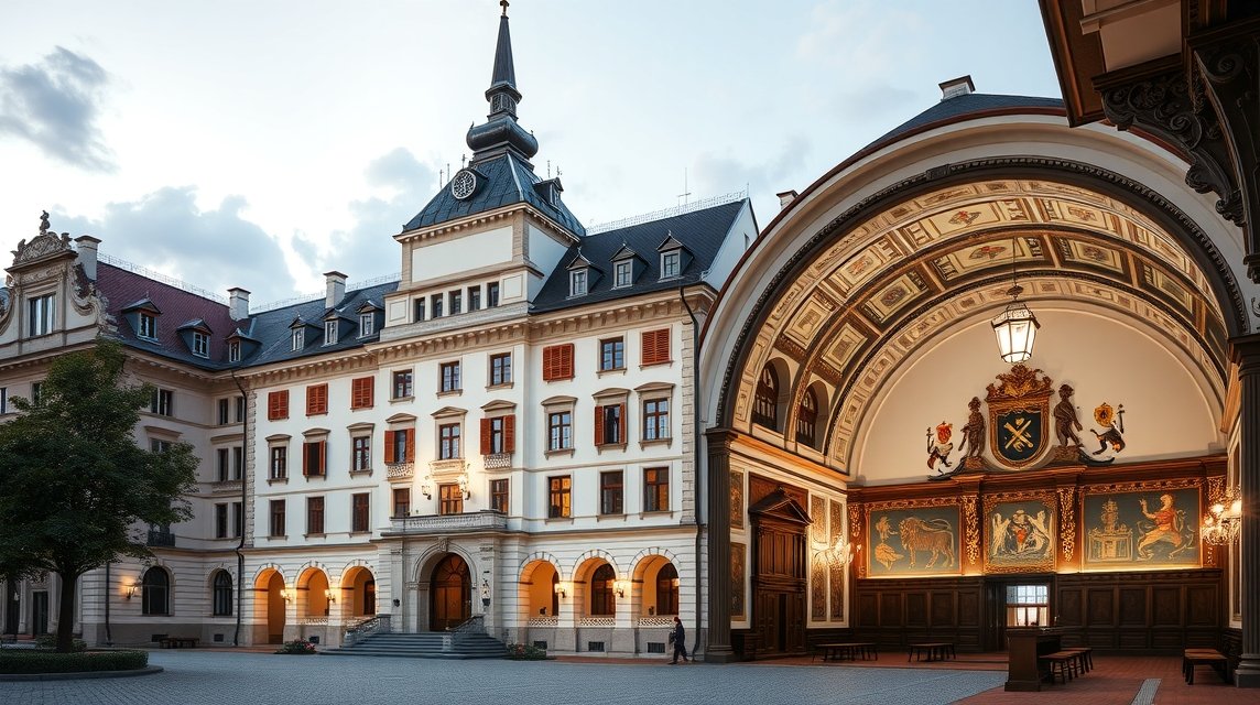 A Klagenfurti Landhaus és a Címerterem gyönyörű épületei