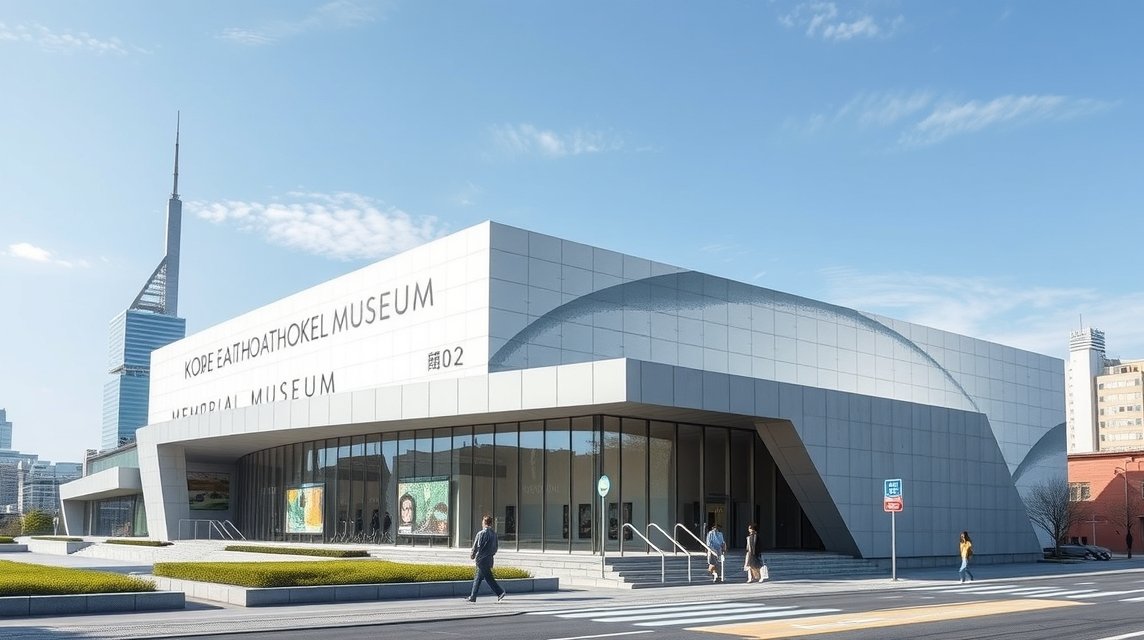 Kóbe Földrengés Emlékmúzeum modern épülete a városban