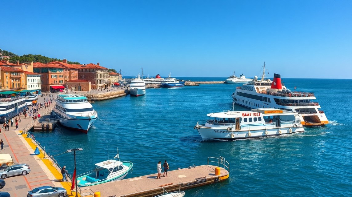 Bari kikötő, kompok Görögországba és Albániába
