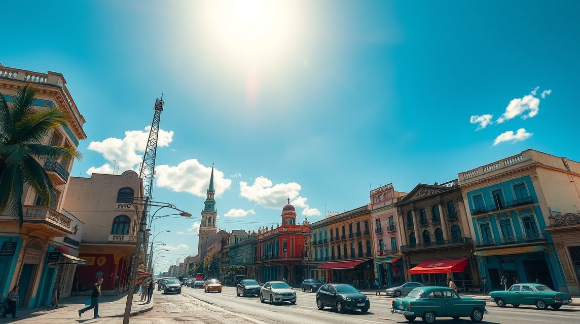 Havanna napos időjárás, turizmus és városi élet
