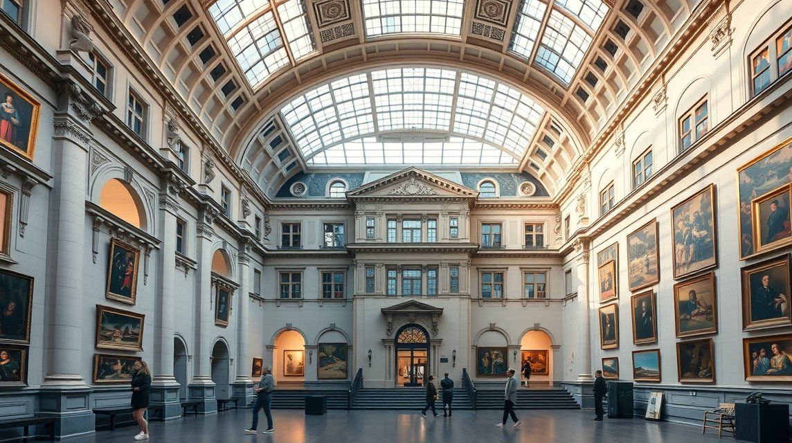 Bázel látnivalók - A Kunstmuseum Basel, Svájc legrégebbi képtára 1 A Kunstmuseum Basel belső tere, festményekkel az oldalakon