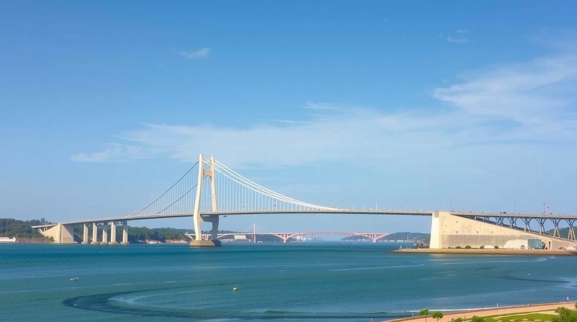 La Rochelle híd az Île de Ré szigetére vezető panorámával.