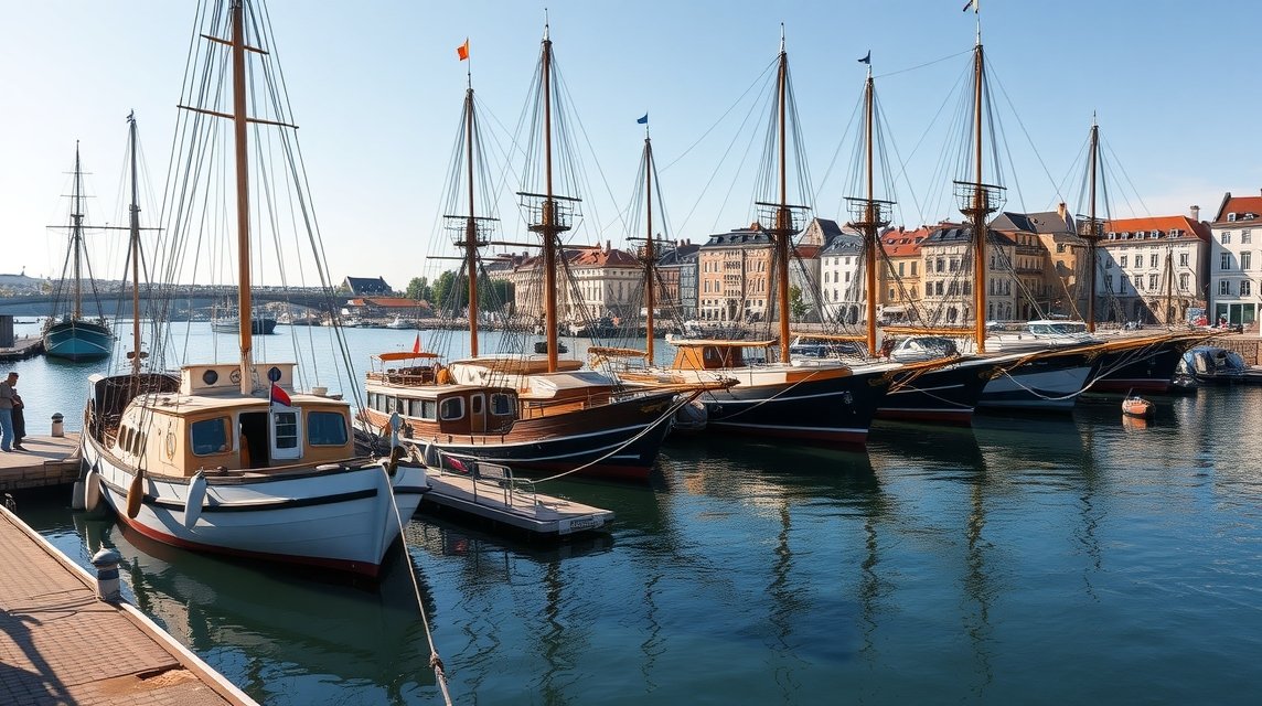 Hajók a La Rochelle-i kikötőben, Franciaország tengerészeti múzeumának közelében.