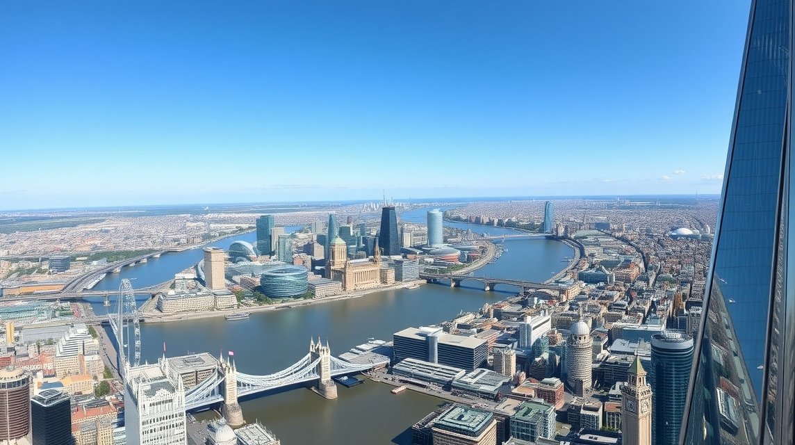Panorámás kilátás Londonra a The Shard felhőkarcolóból.
