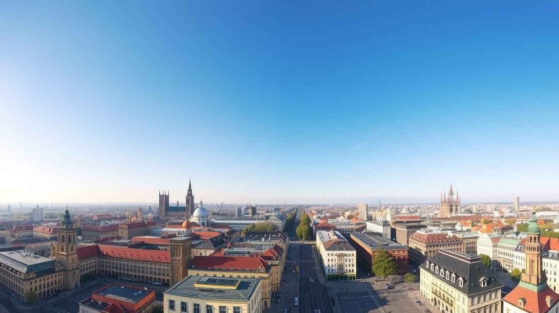 Kilátás Lipcséről a City-Hochhaus panorámatetőjéről