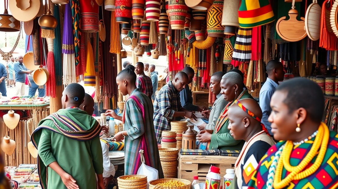 Kézműves termékek a Maasai piacon Nairobi szívében.
