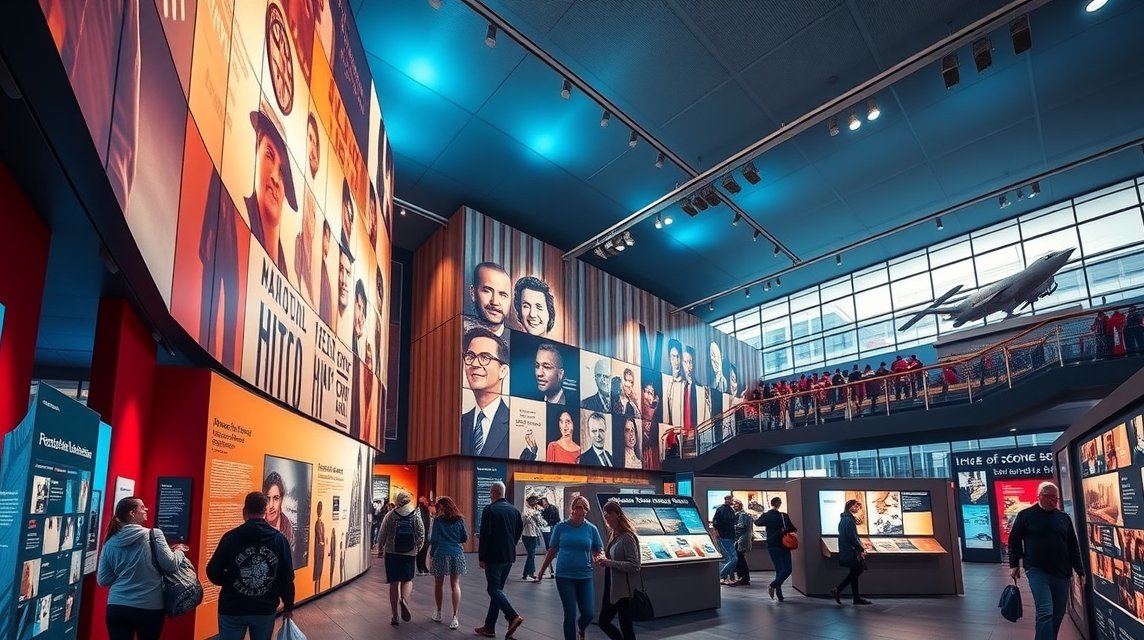 A People’s History Museum belső terei interaktív kiállításokkal.