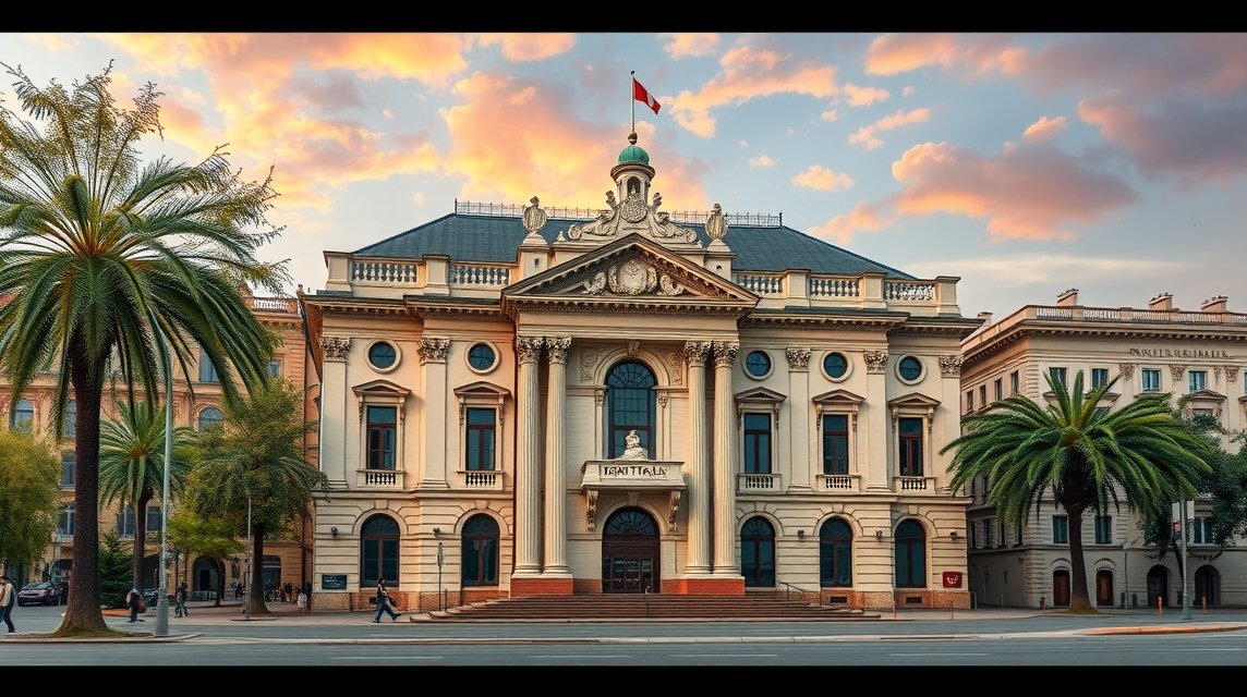 A marosvásárhelyi Nemzeti Színház lélegzetelállító homlokzata.